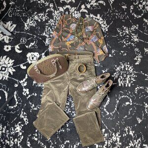 Lauren Ralph Lauren Stretch Corduroy Mid-Rise Straight Pant Botanic Green 10